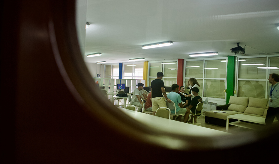 
			      Alumnos en una clase de un instituto de Educación Secundaria de Andalucía.			    
			  